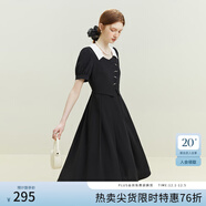范思藍恩23FS12399假兩件法式氣質(zhì)連衣裙女夏季新款通勤顯瘦 黑色 L