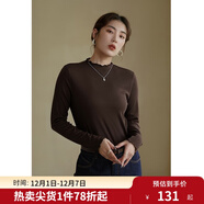 獨束大碼女裝【發(fā)熱防靜電】百搭打底衫女顯瘦秋冬新款胖mm針織衫 棕咖色 L