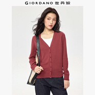 佐丹奴（Giordano）針織開(kāi)衫女小外套 純棉V領(lǐng)小衫女 外搭純色女外衣05350649