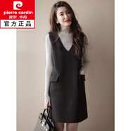 皮爾卡丹（pierre cardin）法式赫本風(fēng)毛呢馬甲背帶連衣裙女秋冬2025新款氣質(zhì)減齡顯瘦背心裙 黑色 2XL 建議128-140斤