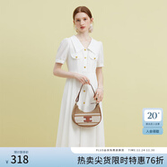 范思藍恩23FS12577法式V領(lǐng)襯衫連衣裙女夏季新款氣質(zhì)復古通勤裙子 珍珠白 XS