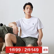 杰克·瓊斯（JACK&JONES）25年男裝四季打底T恤男T恤舒適男士短袖多色上衣純色水洗不易走形 本白色A06 XL 185