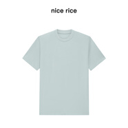 nice rice好飯 r.系列全棉針織休閑基礎簡(jiǎn)約圓領(lǐng)短袖T恤 灰霧藍（260克） L
