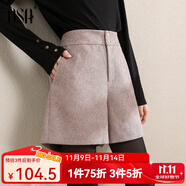 歐莎（OSA）黑色高腰毛呢靴褲外穿短褲女秋2025新款休閑直筒闊腿褲 咖色 XS