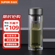 蘇泊爾（SUPOR） 雙層耐熱玻璃杯C 雙層隔熱高硼硅杯子 380ml流光銀 KCG38AZ10
