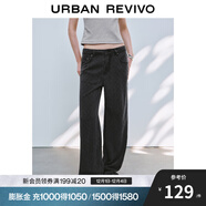 UR2025夏季新款女裝復古設計感菱格圖案牛仔長(cháng)褲UYY850150 正黑 27