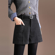 魔之韻時(shí)尚女士羊毛呢短褲秋冬新款高腰顯瘦A字直筒休閑百搭厚短褲9019 深灰色 5XL 【176-190斤左右】