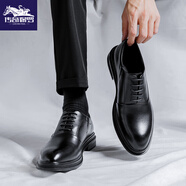 傳奇保羅皮鞋男2026秋季新款尖頭高級感英倫商務(wù)正裝休閑西裝真皮鞋子男 黑色 42