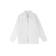 職業(yè)套裝女春秋小香風(fēng)氣質(zhì)名媛毛邊牛仔外套疊穿襯衫半身裙三件套 拉鏈白襯衫 XL 【小香風(fēng)套裝_網(wǎng)紅_高端_網(wǎng)紅2023炸街套裝