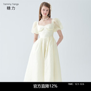 糖力【商場(chǎng)同款】糖力 在逃公主裙 手工肌理提花連衣裙女中長(cháng)款夏 杏色 S