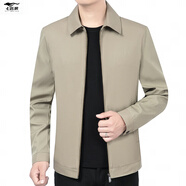 七匹狼（SEPTWOLVES）官艦店中年男士外套40-50歲翻領(lǐng)休閑爸爸春季薄款男裝中老年夾克 【贈送棉襪】卡其色_ww_2031款 3XL 190-