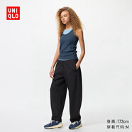 優(yōu)衣庫女裝快干休閑廓形褲運動(dòng)彎刀鐮刀褲高腰速干新款479619 09 黑色 S /155/64A