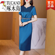 啄木鳥(niǎo)（TUCANO）官方高端媽媽婚宴裝喜婆婆婚禮晚禮服裙高貴年輕款旗袍小 F8712藍色 5XL 195