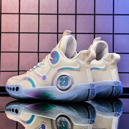 LI-NING李寧同款鞋歐文7代籃球鞋男實(shí)戰運動(dòng)鞋鴛鴦氣墊耐磨防滑減震球鞋 855米色_高品質(zhì)送襪子 45