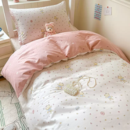 語(yǔ)森憶全棉純棉大學(xué)生宿舍床上三件套床單被套寢室上下鋪單人 9-泡泡小熊粉(100精梳全棉 舒適透氣  床單款 12-秋冬1.2m床五件套(三件套約5