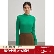 獨束大碼女裝3色可選半高領(lǐng)羊毛針織衫女秋冬新款微胖mm顯瘦上衣女 綠色 L