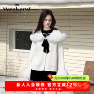 卓雅周末（JORYA weekend）2024冬新千金風(fēng)絲絨蝴蝶結斗篷毛領(lǐng)奶油氣質(zhì)短外套0995A 白色 L 均碼