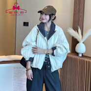 蜜樂(lè )奇復古連帽壓格短外套女歐洲站2025秋裝新款歐貨女裝時(shí)尚夾 杏色 L 建議110-120斤