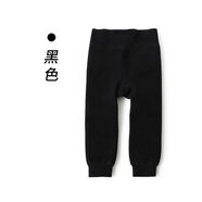 兒童加絨打底褲秋冬季純色男童女童保暖可開(kāi)檔寶寶九分褲子 黑色 40 21-23建議身高70-80可開(kāi)檔