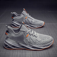 GUQIAN夏季透氣男鞋2025新款鞋子男網(wǎng)面網(wǎng)鞋運動(dòng)跑步休閑百搭黑色潮鞋 灰色 42 (260mm)