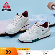 匹克大三角板鞋女鞋冬季耐磨運動(dòng)鞋低幫男鞋復古百搭休閑鞋女 【女款】米白/倫巴紅 36