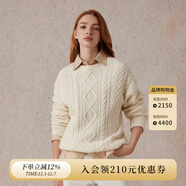 ELAND衣戀毛衣女夏日棉花糖變形絞花長(cháng)袖上衣25秋新款 象牙白EEKWE4TM08 M