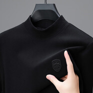 花花公子德絨半高領(lǐng)男士打底衫冬裝新款中青年時(shí)尚休閑百搭保暖上衣t恤衫 XYY1876黑色 M