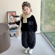 迪士尼（Disney）官方店旗艦女童秋裝套裝2025新款兒童森系豹紋哈倫褲女寶寶男孩春 圖片色 90 cm