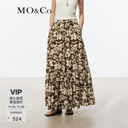 MO&Co.半身裙春夏法式度假抽象筆觸桑蠶絲棉質(zhì)高腰長(cháng)裙度假風(fēng)摩安珂 抽象筆觸色 S 160