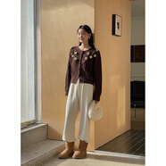 XIVI【素顏遛狗褲 4色】歌銘韓系通勤直筒加絨休閑褲冬季闊腿褲N292B 杏色 M （-0斤）