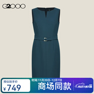 G2000【肌理感/多面彈性/商場(chǎng)新款】女裝FW25優(yōu)雅氣質(zhì)無(wú)袖連衣裙 多面彈-肌理感-橄欖綠 L （38）