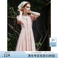 范思藍恩巴黎假日 法式氣質(zhì)連衣裙女夏季赫本風(fēng)顯瘦裙子24FS12059 花粉色 XS