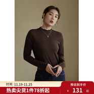 獨束大碼女裝【發(fā)熱防靜電】百搭打底衫女顯瘦秋冬新款胖mm針織衫 棕咖色 L