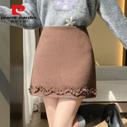 皮爾卡丹（pierre cardin）加厚毛呢A字裙半身裙女秋冬2025新款褲裙高腰包臀短裙子半裙 咖色 收藏優(yōu)先發(fā)貨 3XL 【建議142-155斤】