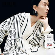 edition襯衫女春新款設計感藝術(shù)黑白條紋V領(lǐng)絲棉寬松長(cháng)袖上衣 黑白幾何K07 S (160)