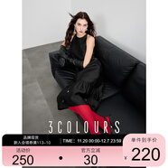 三彩2025春季新款法式輕奢無(wú)袖圓領(lǐng)掛脖連衣裙釘珠花朵長(cháng)裙S