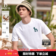 哈吉斯（HAZZYS）男裝 夏季休閑重磅大Logo寬松圓領(lǐng)短袖T恤男ASTZE0CBX70 白色WT L （175/96A 48）