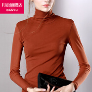 丹語(yǔ)打底衫女高領(lǐng)2021春夏秋冬都可以穿的新款網(wǎng)紗 pang mm 大ma長(cháng)袖女彈力修身加絨內搭小衫 焦糖色 L