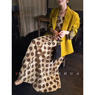 三吉黑花【十三霧】冬裝加厚手工扎染立體壓皺超好看的雙面連衣裙 棕咖 M