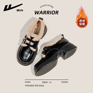 回力小皮鞋女新款春季百搭英倫風(fēng)一腳蹬樂(lè )福鞋黑色復古金屬扣潮單鞋女 經(jīng)典黑【加絨】 40