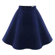 黑色秋冬款女韓版高腰羊毛呢蓬蓬裙大碼半身裙a字短裙太陽(yáng)裙傘裙 深藍色 2XL 2XL