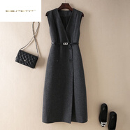夏典素訂女王（SE.PSTP）秋季感法式v領(lǐng)無(wú)袖連衣裙修身顯瘦通勤馬甲裙春秋打底背心裙 深灰色今年流行的輕奢品牌 M 建議100斤以?xún)?
                                         title=