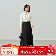 伯德小姐a字長裙女正裝傘裙職業(yè)長裙半裙面試裙子西裝米白色半身裙 S