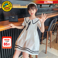 G.duck小黃鴨童裝女童連衣裙夏季洋氣兒童裙子中大童女孩立體彩色繡花裙 2215款連衣裙 130 (建議120cm 8-9歲左右)cm