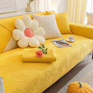 語(yǔ)森憶沙發(fā)墊通用棉坐墊北歐簡(jiǎn)約防滑現代沙發(fā)套罩巾蓋布 雅熙-亮黃 110x180cm