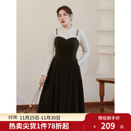 獨束大碼女裝絲絨吊帶連衣裙女冬裝新款胖mm法式氣質(zhì)背帶裙顯瘦 橄欖綠 2XL
