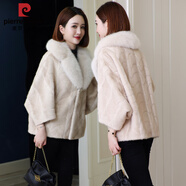 皮爾卡丹2026冬新款仿水貂金貂絨狐貍毛領(lǐng)高端皮草外套女?huà)寢屟b時(shí)尚蝙蝠衫 貢米 M