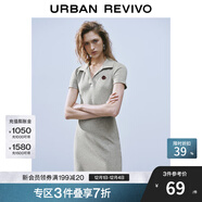 UR2025夏季新款女學(xué)院風(fēng)立體裝飾Polo領(lǐng)短袖連衣裙UYY750050 花灰 S