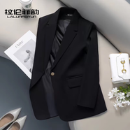 拉倫菲韻高端品牌 小西裝女2025秋冬新款修身職業(yè)休閑顯瘦小個(gè)子西服外套 黑色 M