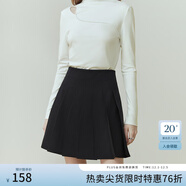 范思藍恩23FS11193 學(xué)院風(fēng)減齡百褶短裙女春秋季高腰a字半身裙子 黑色 M